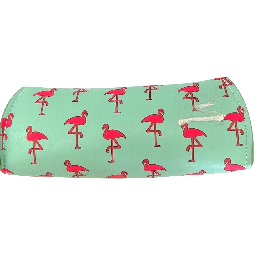 Pink Flamingo Eyeglass Sunglass Soft Case J Crew Turquoise Teal Faux Leather - Picture 5 of 8